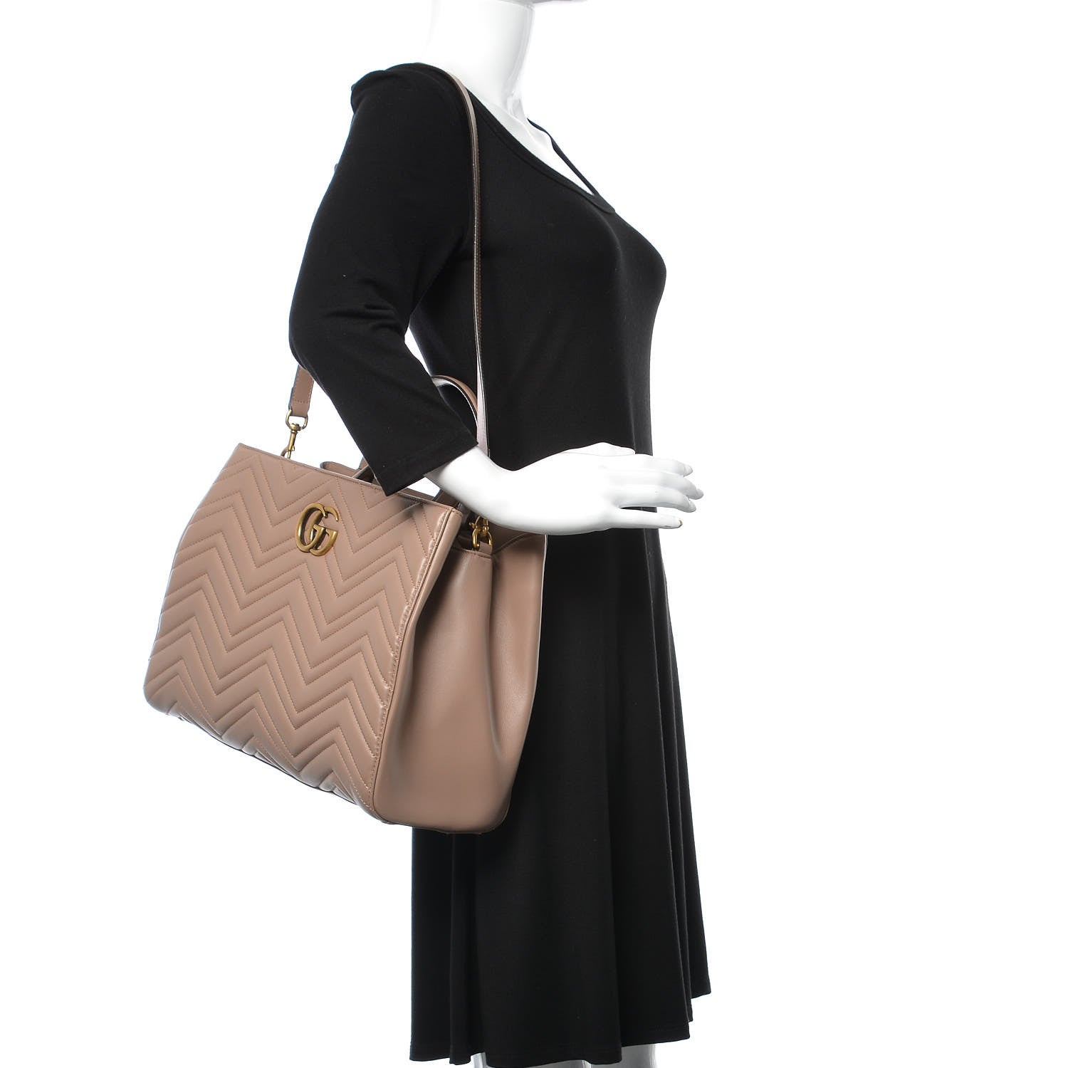 Gucci Calfskin Matelasse Medium GG Marmont Tote Porcelain Rose 2 of 11