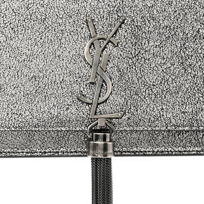 Saint Laurent Metallic Calfskin Classic Monogram Kate Tassel Chain Wallet Gun Metal 8 of 10