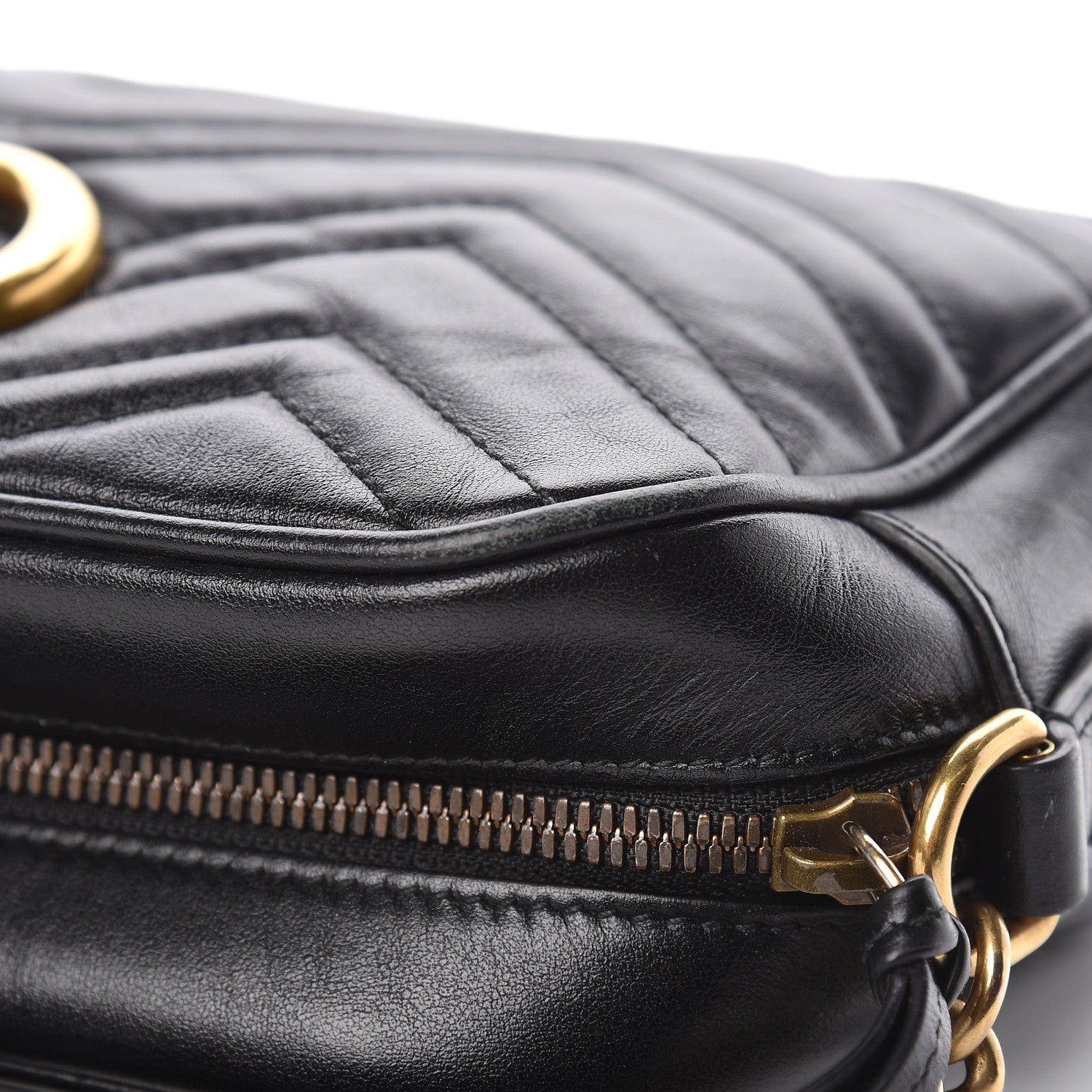 Gucci Calfskin Matelasse Small GG Marmont Chain Shoulder Bag Black 12 of 27
