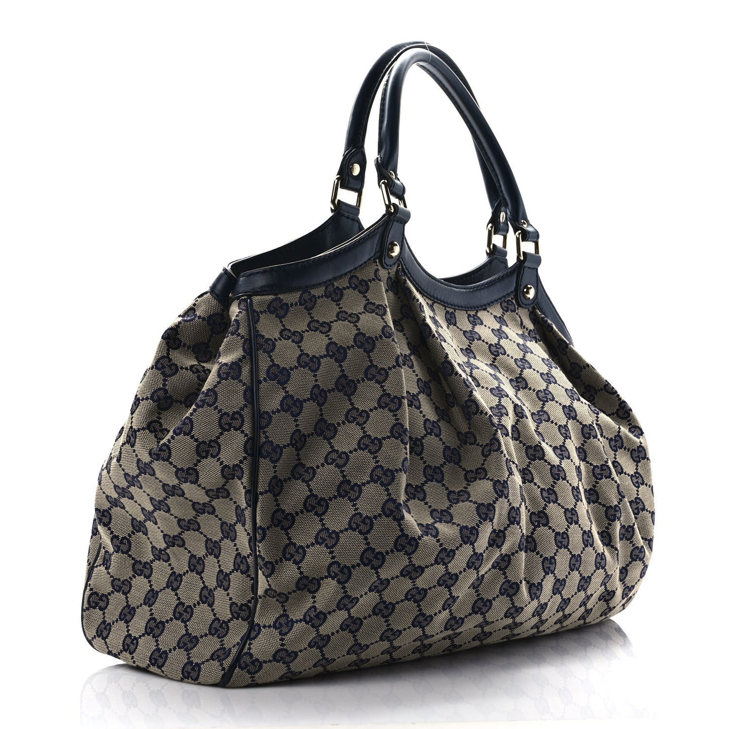 Monogram Calfskin Large Sukey Tote Beige Blue
