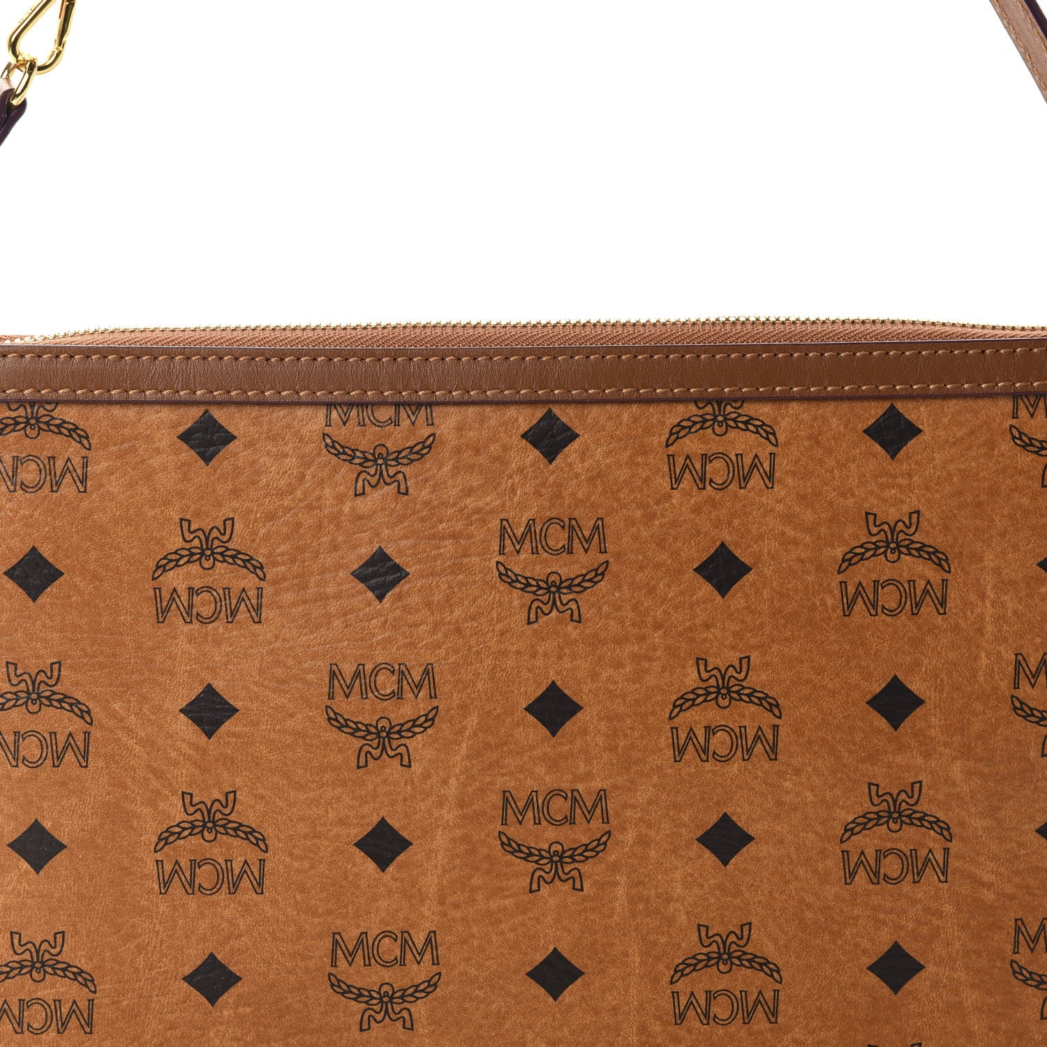 MCM Visetos Medium Stark Wristlet Pouch Cognac 10 of 10