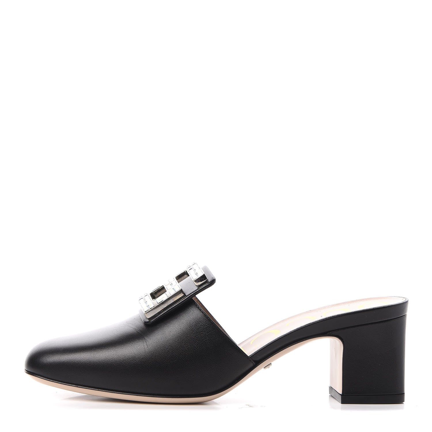 Gucci Malaga Kid Crystal Square G Madelyn Mules 36.5 Black 1 of 11