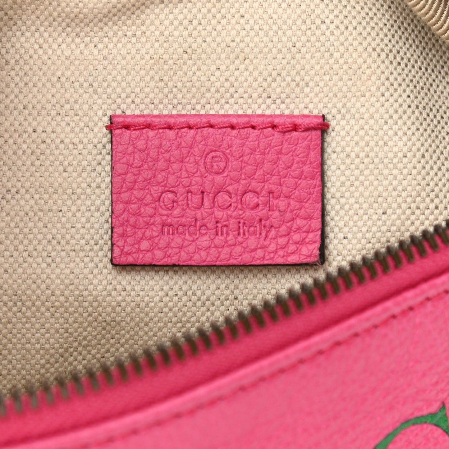 Grained Calfskin Small Logo Belt Bag Box Pink Green