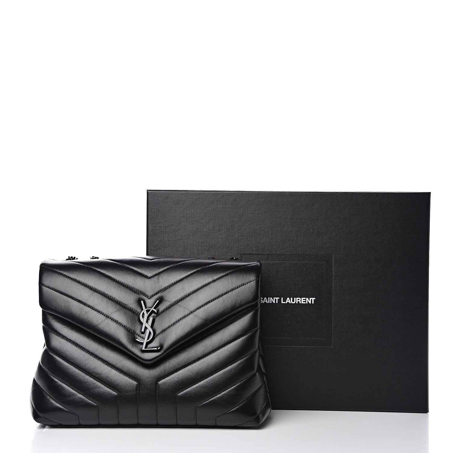Saint Laurent Calfskin Y Quilted Monogram Medium Loulou Chain Satchel Black 12 of 12
