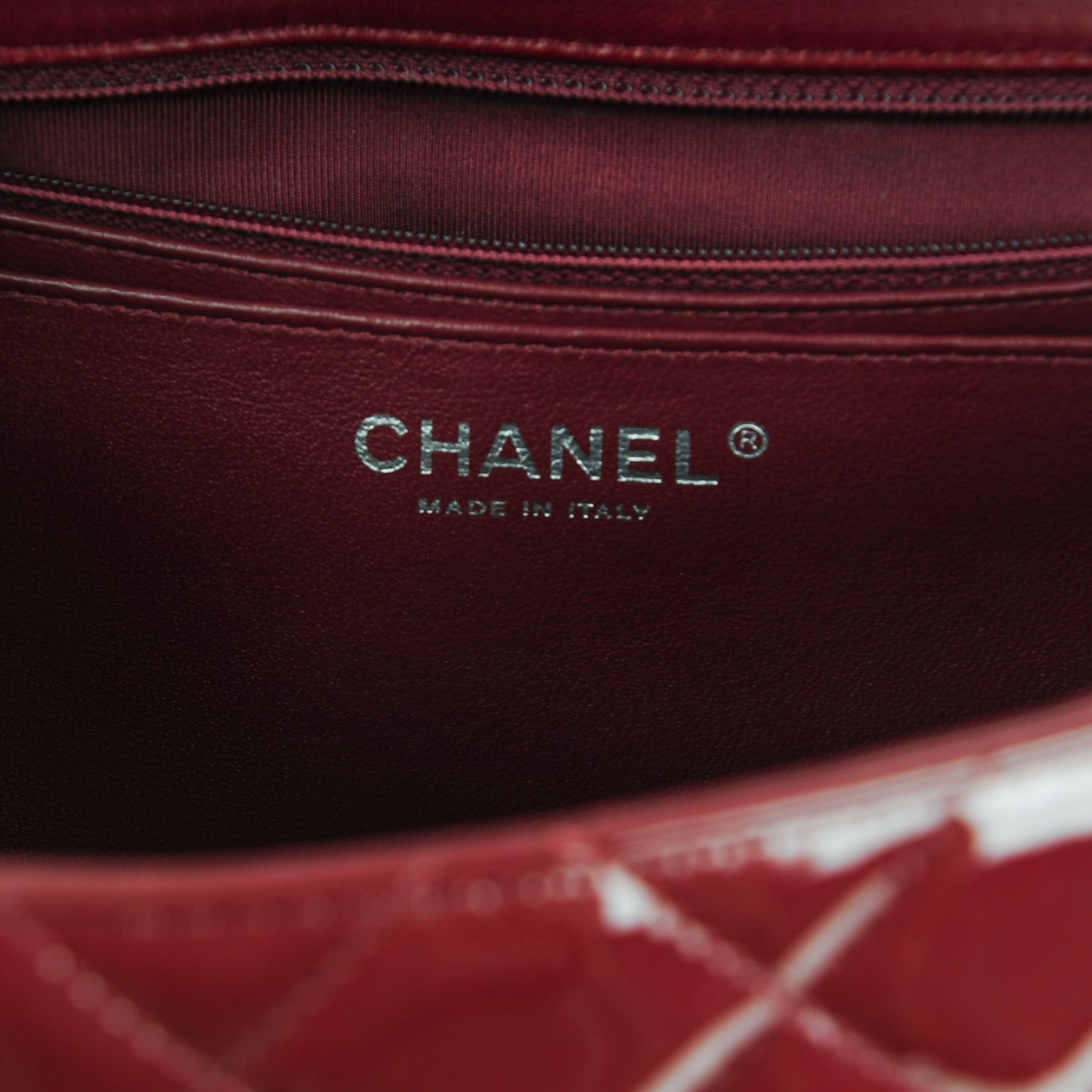Patent Quilted Maxi Single Flap Dark Red