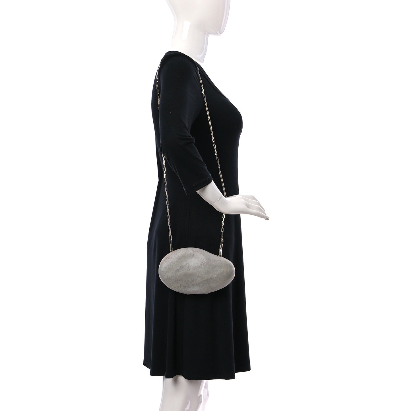 Pebble Rock Mini Chain Clutch Grey