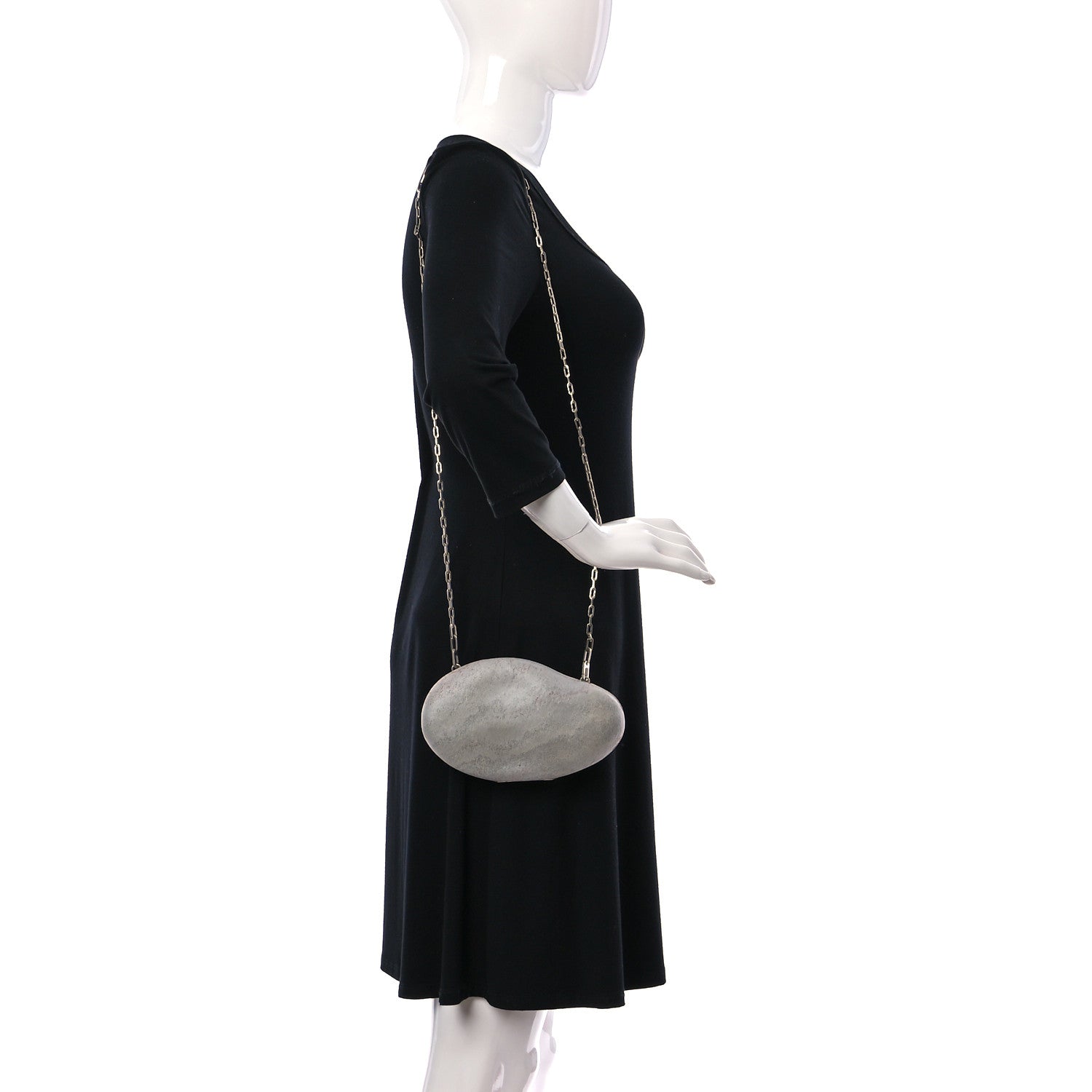 Bottega Veneta Pebble Rock Mini Chain Clutch Grey 2 of 8