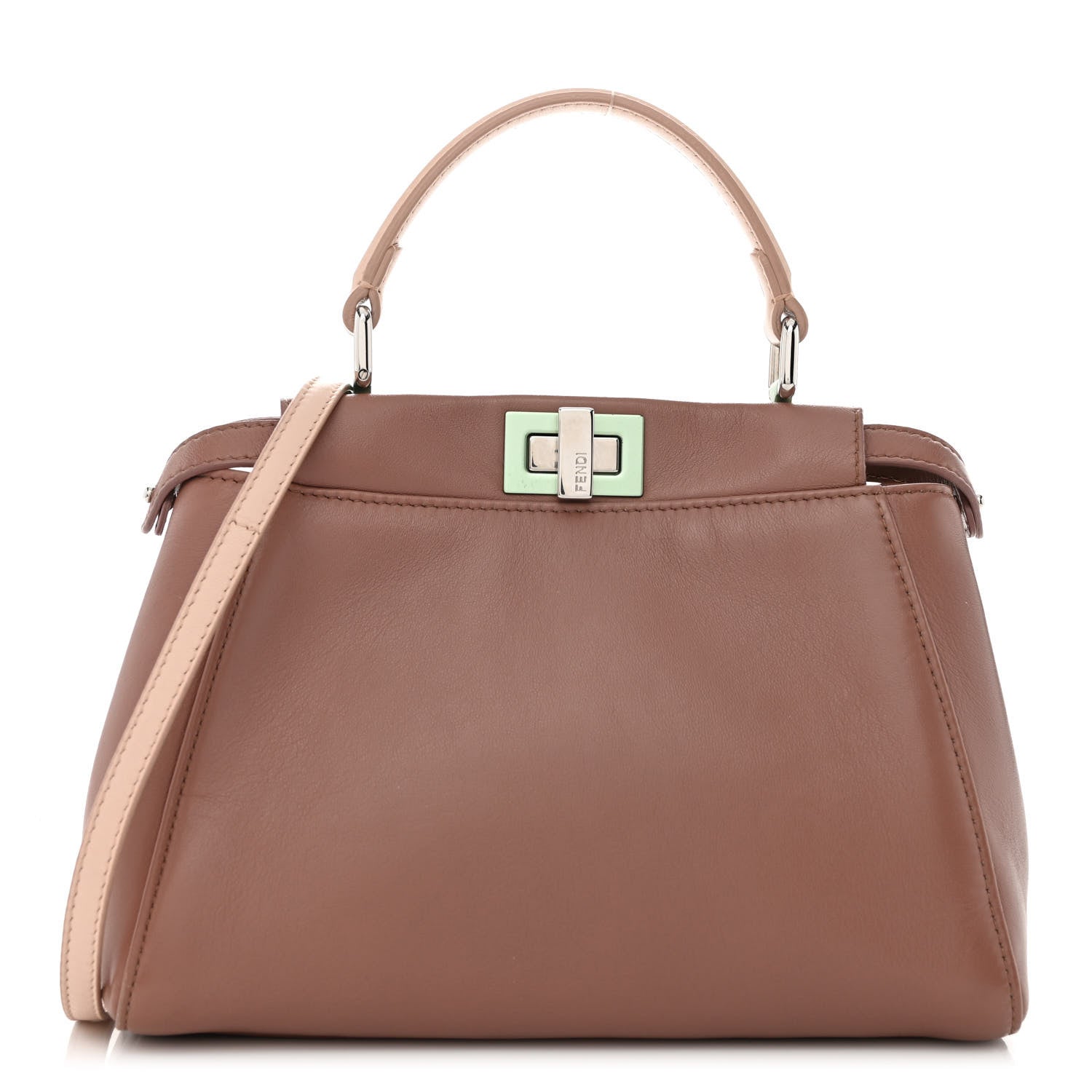 Fendi Nappa Colorblock Mini Peekaboo Iconic Satchel English Rose Plaster Oxigen 1 of 10