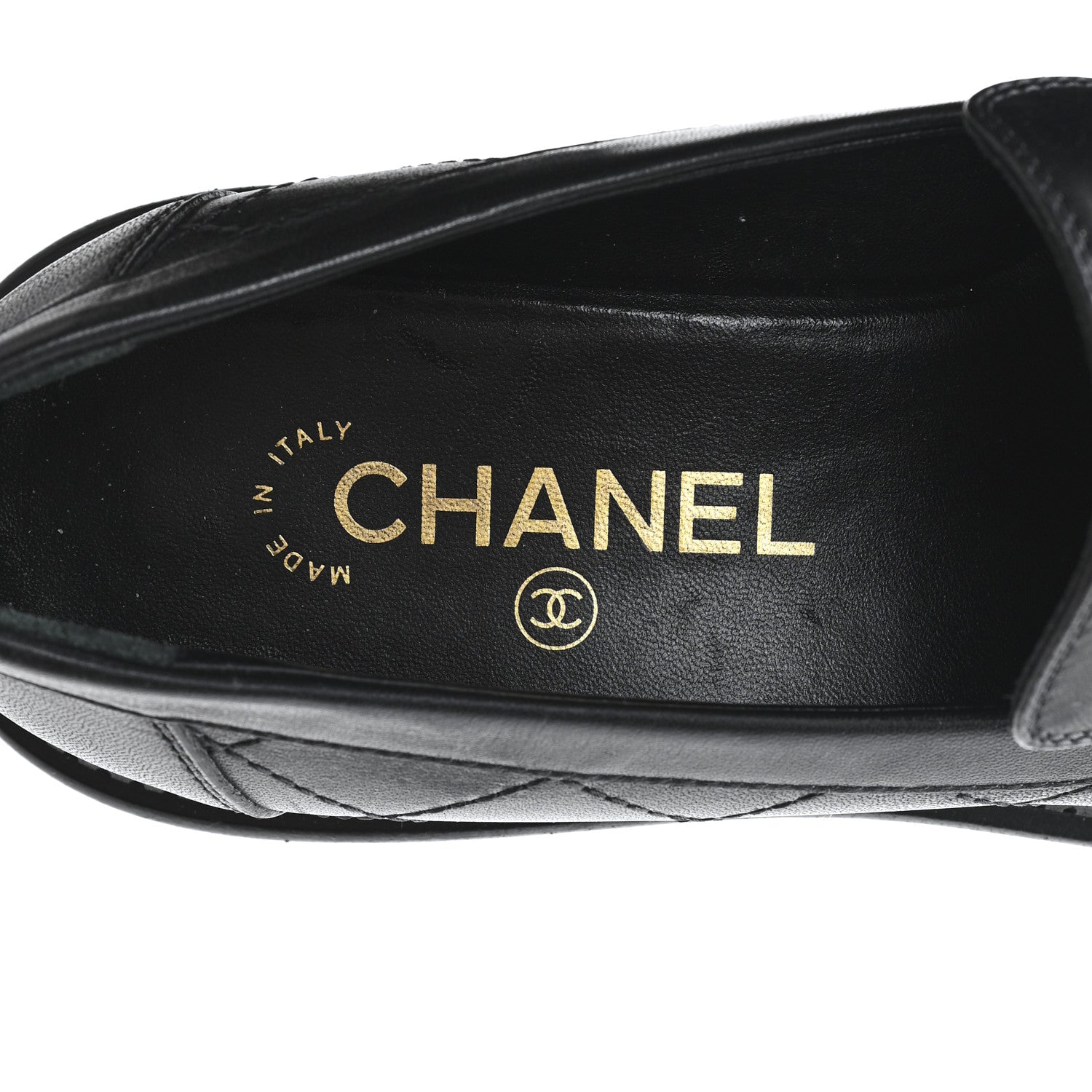 Chanel Calfskin Quilted CC Mocassin Loafers 38 Black 8 of 10