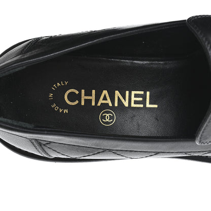 Chanel Calfskin Quilted CC Mocassin Loafers 38 Black 8 of 10