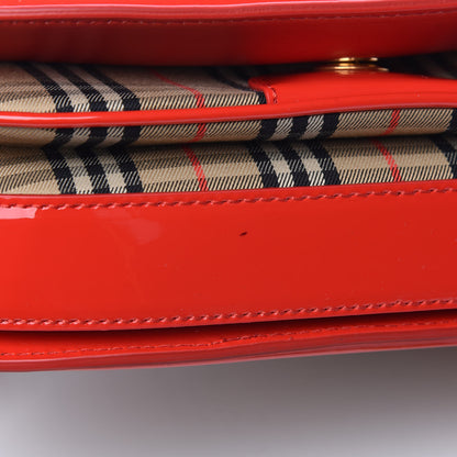 Burberry Patent 1983 Knight Check Link Shoulder Bag Bright Red 14 of 15