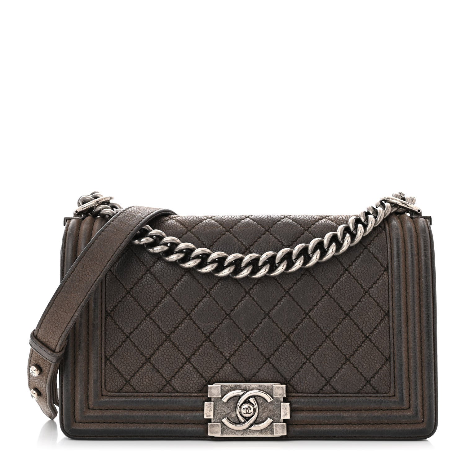 Chanel Iridescent Caviar Quilted Medium Boy Flap Dark Grey 1 of 12