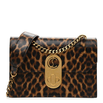 Christian Louboutin Calfskin Leopard Print Small Elisa Shoulder Bag Brown 1 of 9