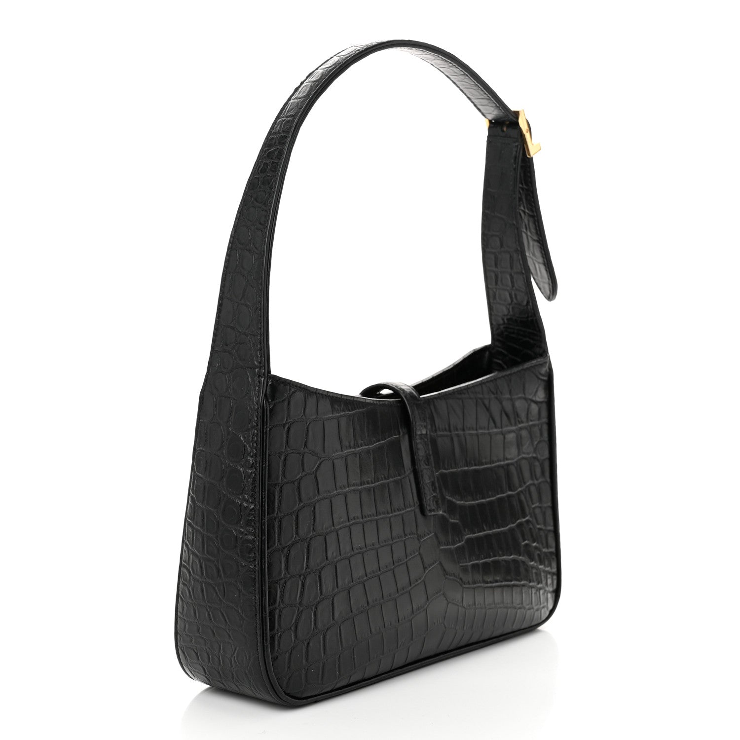 Saint Laurent Calfskin Crocodile Embossed LE 5 A 7 Hobo Black 3 of 11