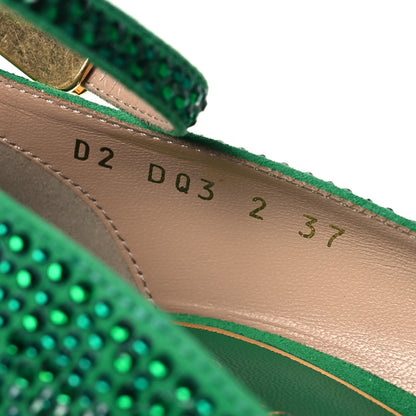 Valentino Garavani Crystal Suede Tan-Go 55/155mm Platform Pumps 37 Emerald 9 of 10