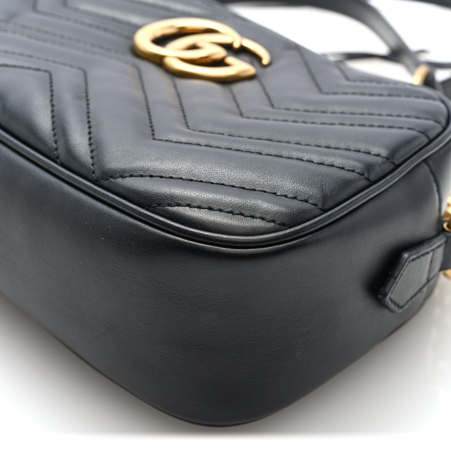 Gucci Calfskin Matelasse Small GG Marmont Chain Shoulder Bag Black 10 of 11