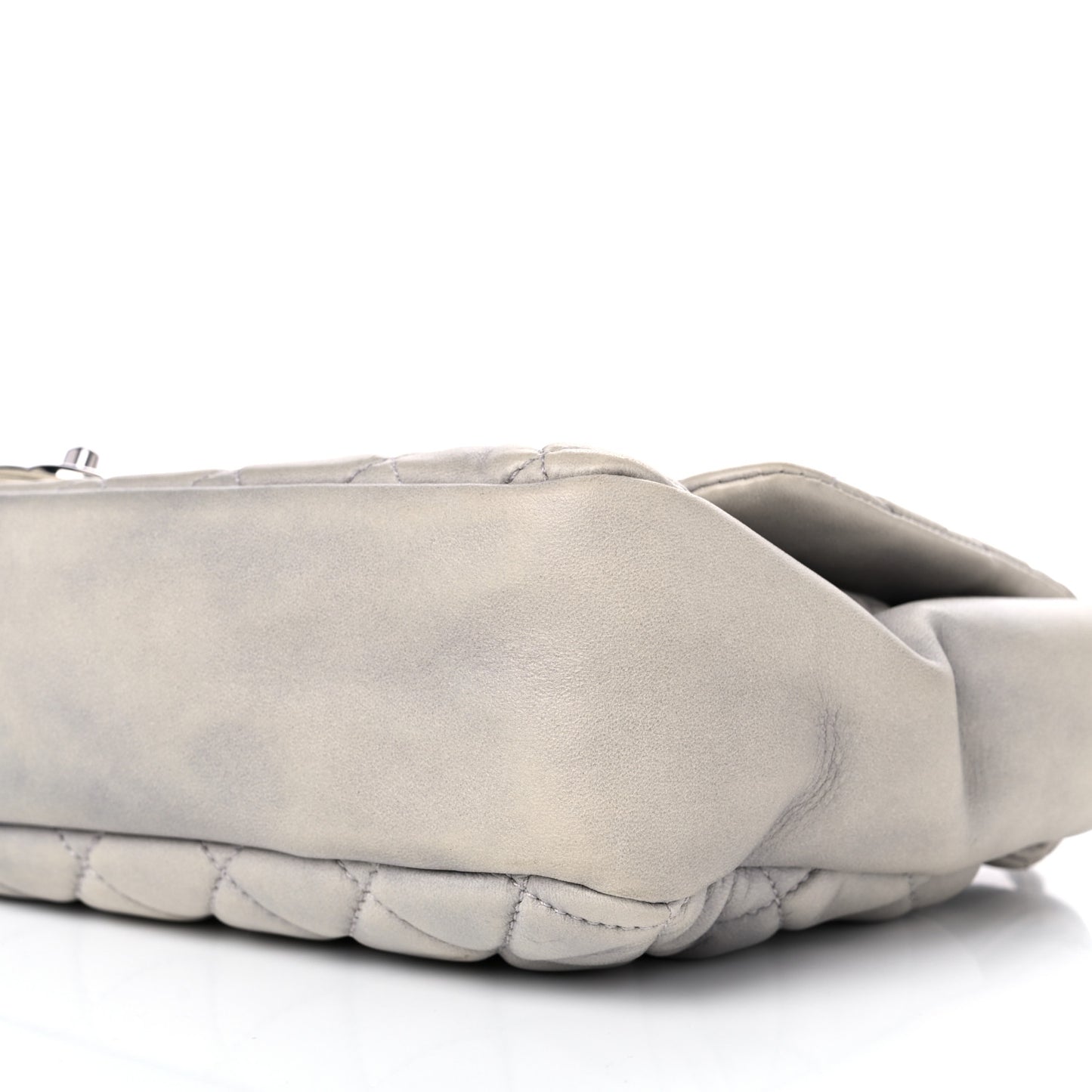 Lambskin Quilted Jumbo Coco Rain Flap Grey