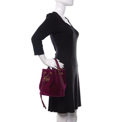 Gucci Velvet Matelasse GG Marmont Bucket Bag Fuchsia Violet Cyclamen 2 of 12