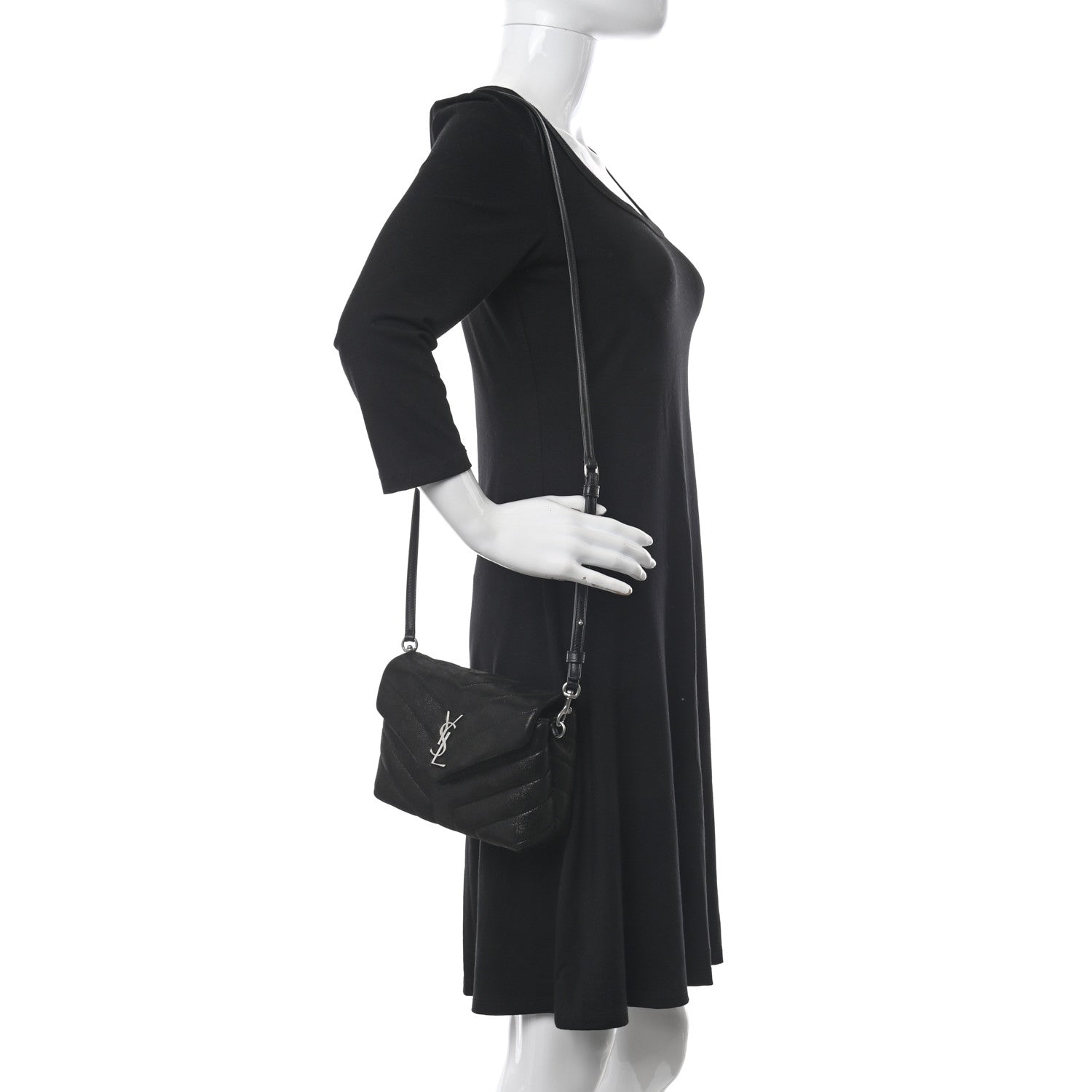 Saint Laurent Y Quilted Monogram Toy Loulou Chain Satchel Black 2 of 10