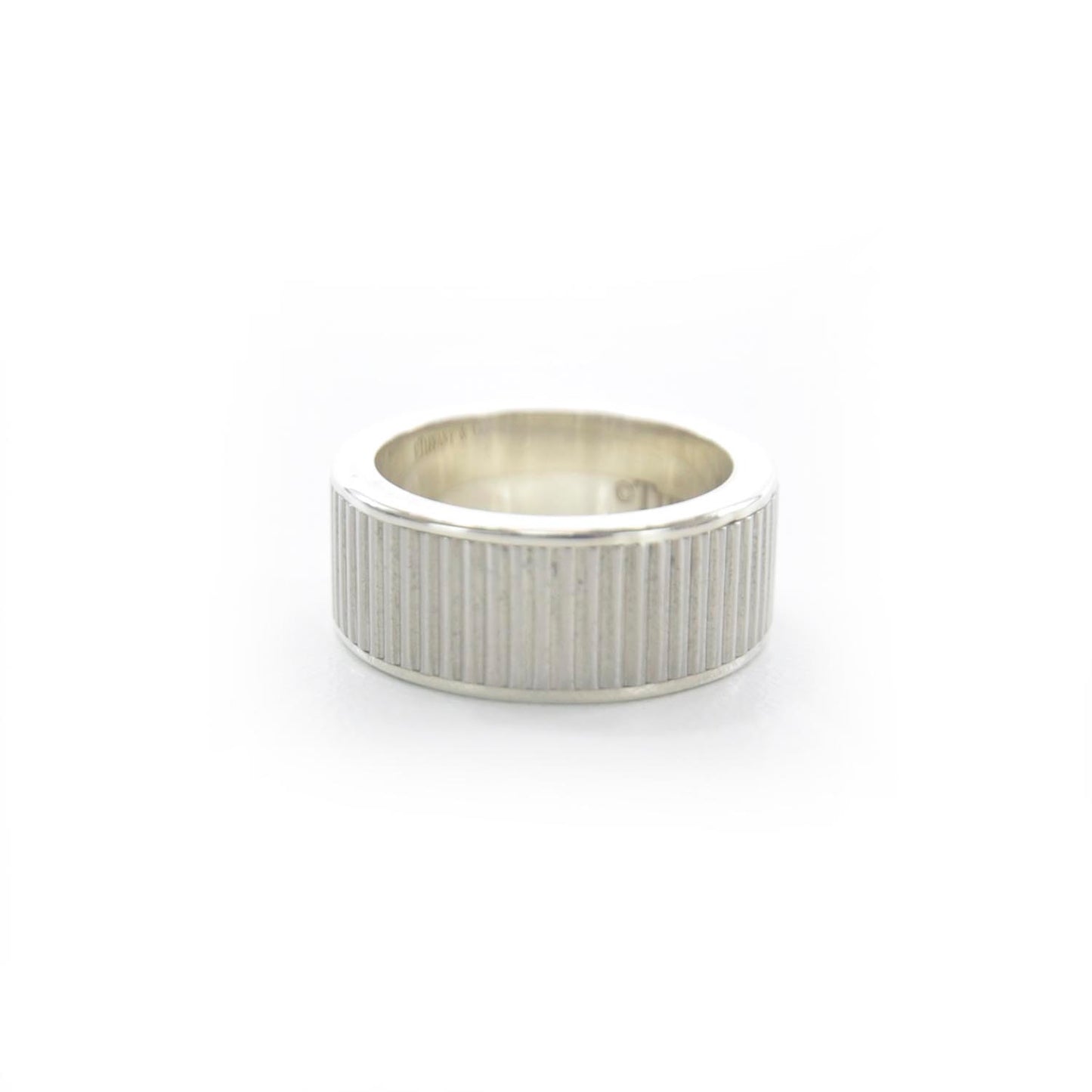 Sterling Silver 9mm Titanium Coin Edge Ring 7