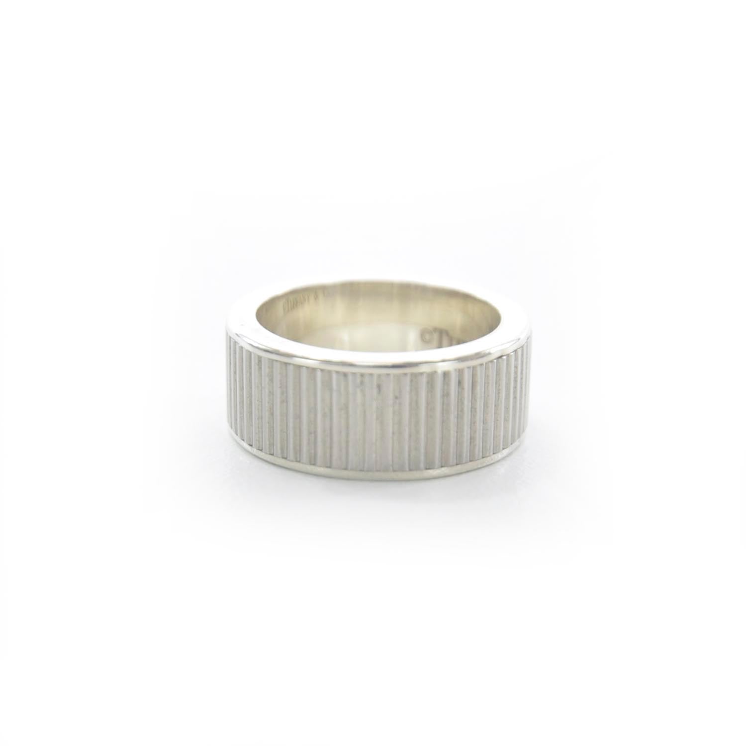 Tiffany Sterling Silver 9mm Titanium Coin Edge Ring 7 1 of 4