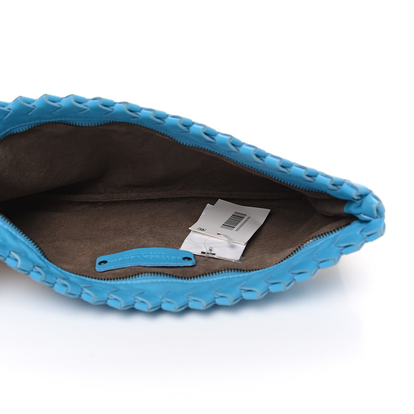 Nappa Calfskin Intrecciato Wristlet Pouch White Sand