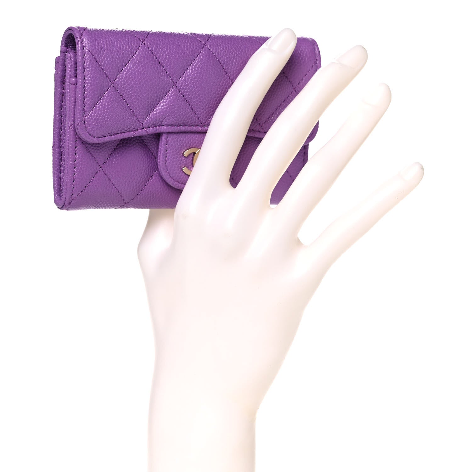 Chanel Caviar Quilted Flap Card Holder Wallet Purple 2 of 14