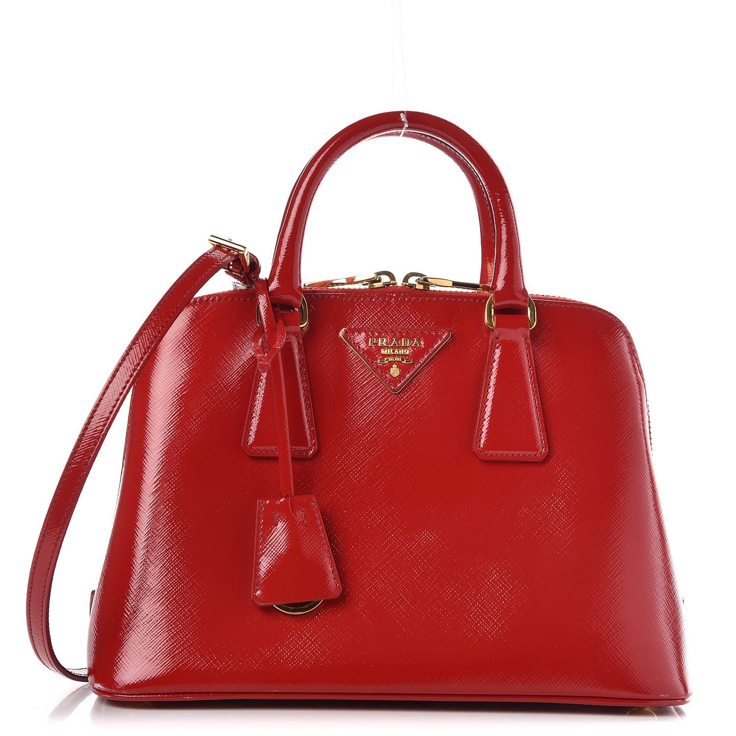 Saffiano Vernice Mini Promenade Tote Rosso