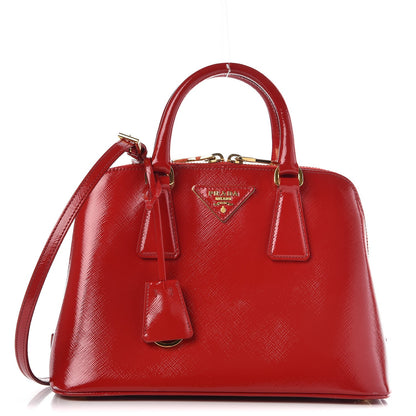 Prada Saffiano Vernice Mini Promenade Tote Rosso 1 of 13