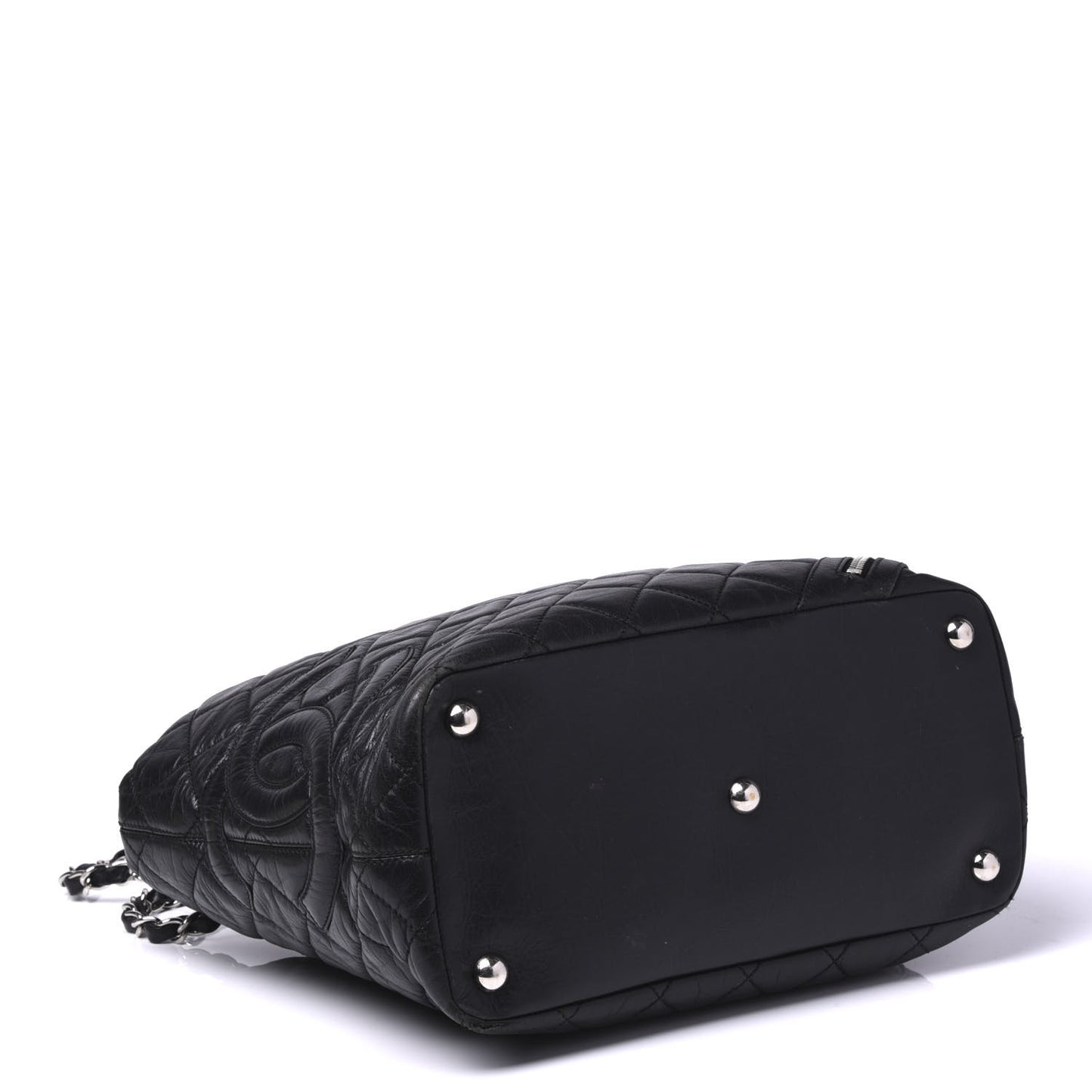 Aged Calfskin Quilted Large Cotton Club Tote Black