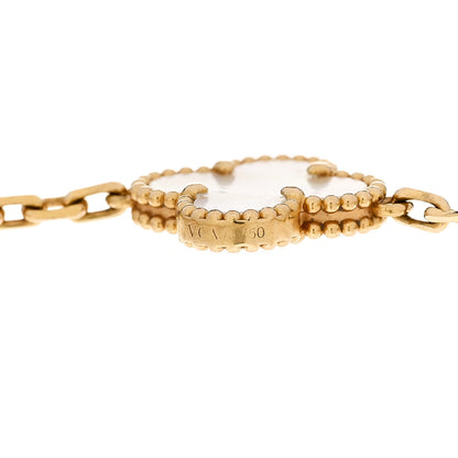Van Cleef & Arpels 18K Yellow Gold Mother of Pearl 5 Motifs Vintage Alhambra Bracelet 3 of 4