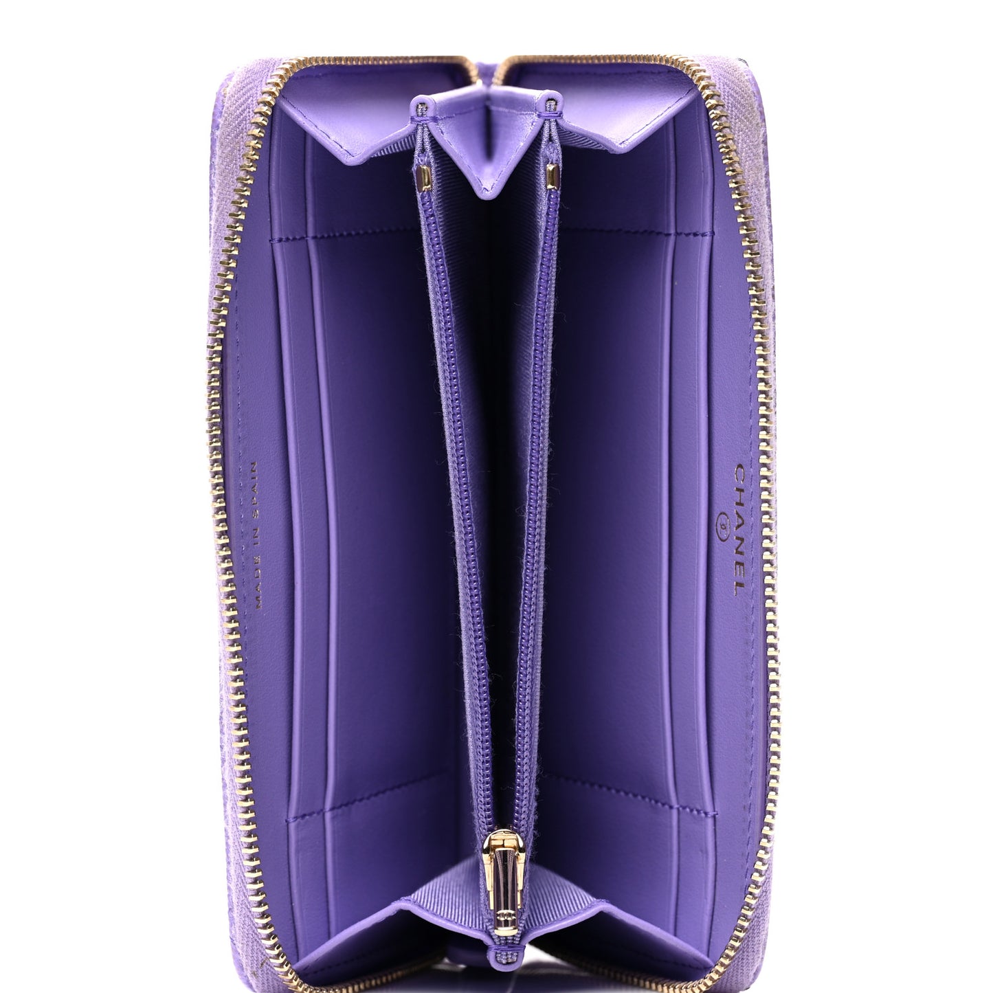 Caviar Quilted Medium Zip Around Wallet Purple