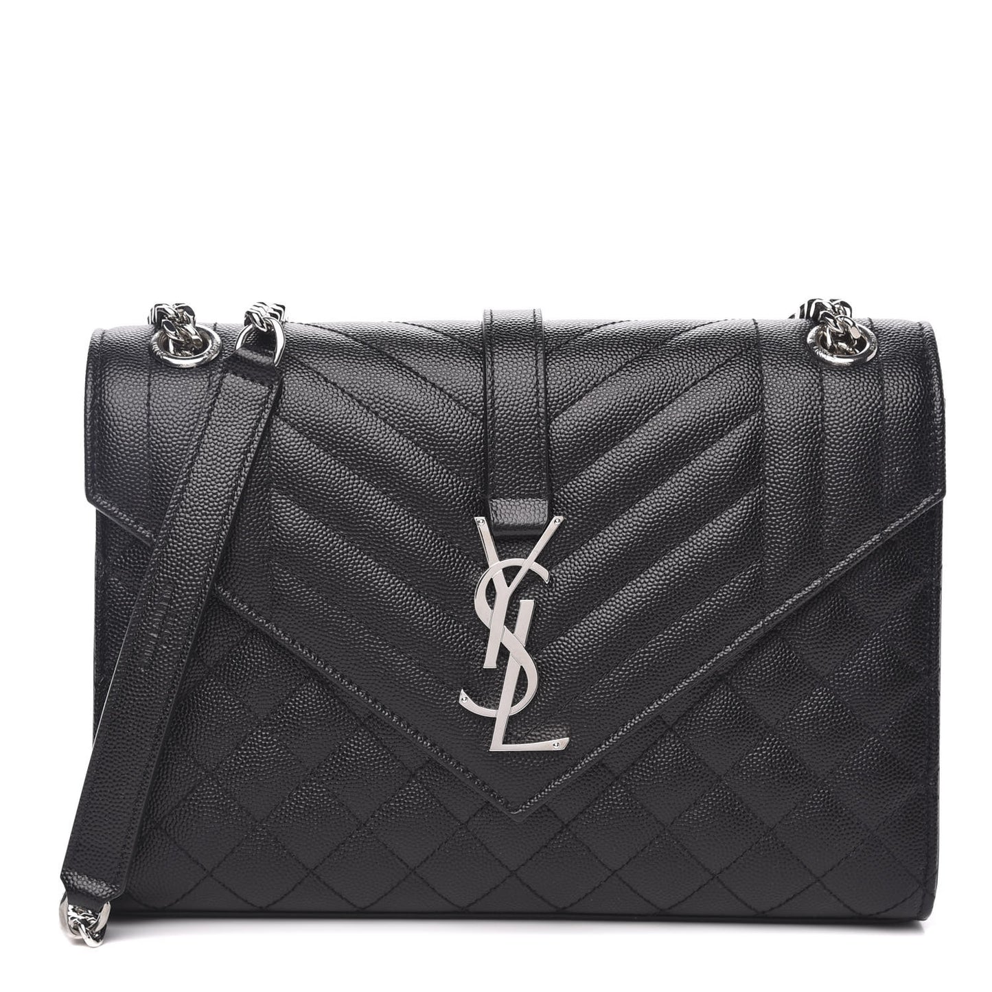 Grain De Poudre Textured Mixed Matelasse Triquilt Medium Monogram Satchel Black