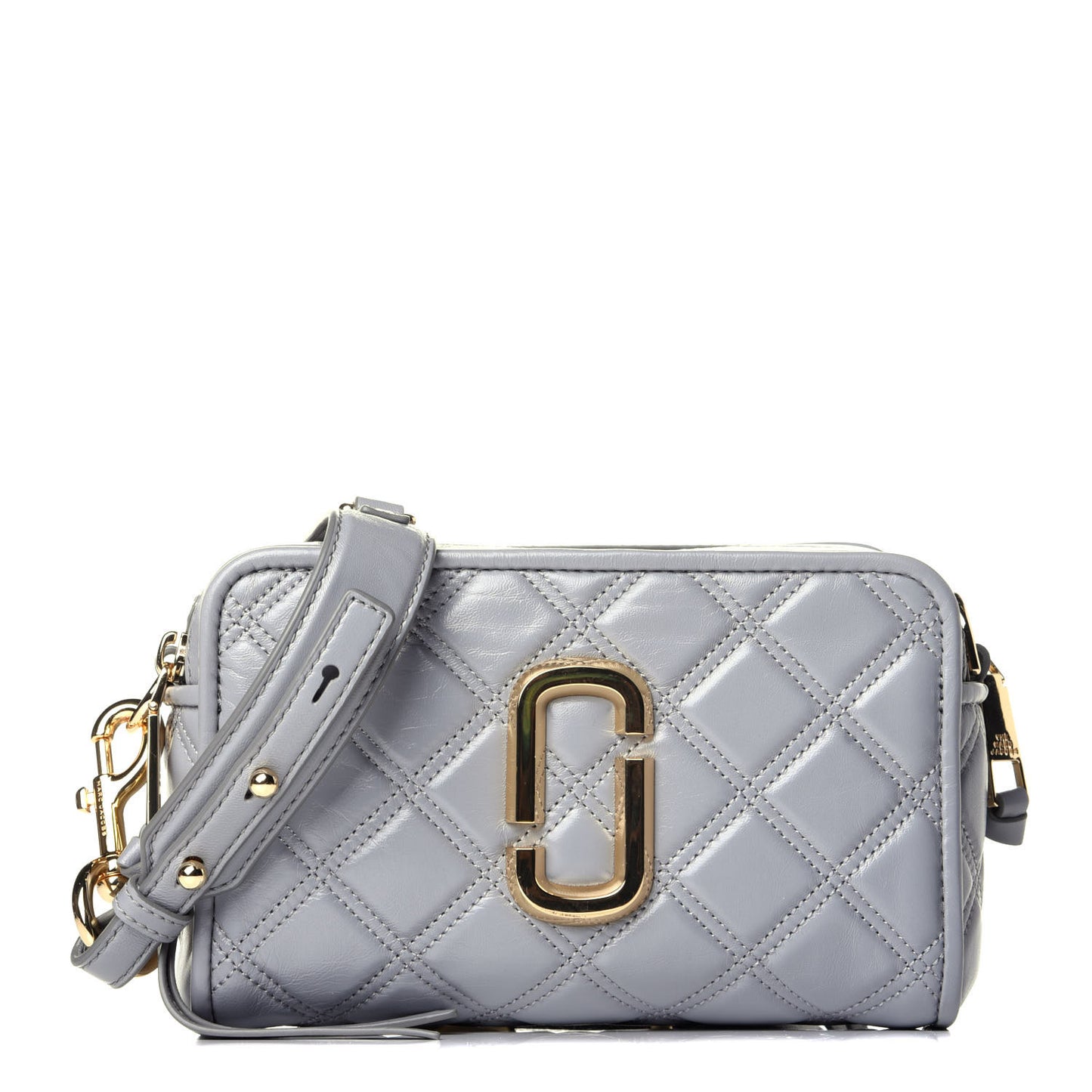 Natural Grain Calfskin Quilted The Softshot 21 Bag Grey