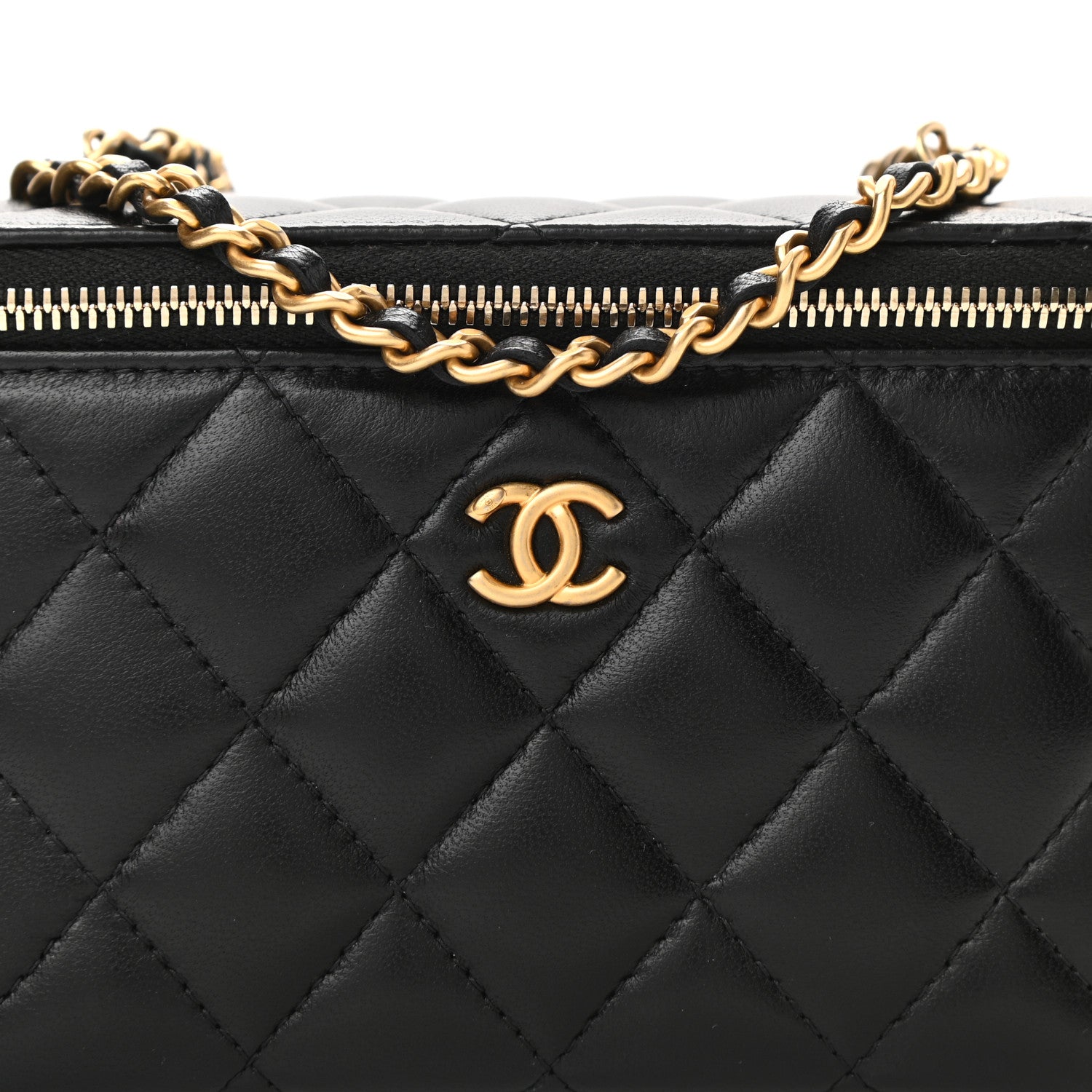 Chanel Lambskin Quilted Small Pearl Crush Vanity Case With Chain Black 8 of 12