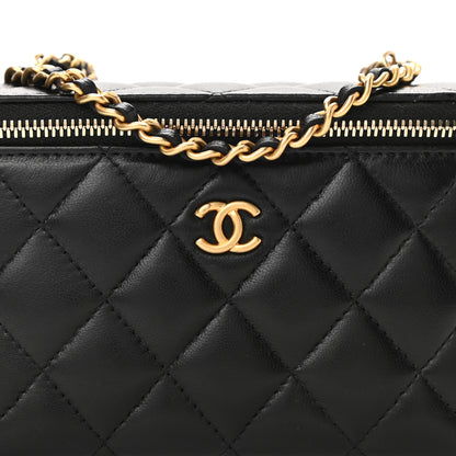 Chanel Lambskin Quilted Small Pearl Crush Vanity Case With Chain Black 8 of 12