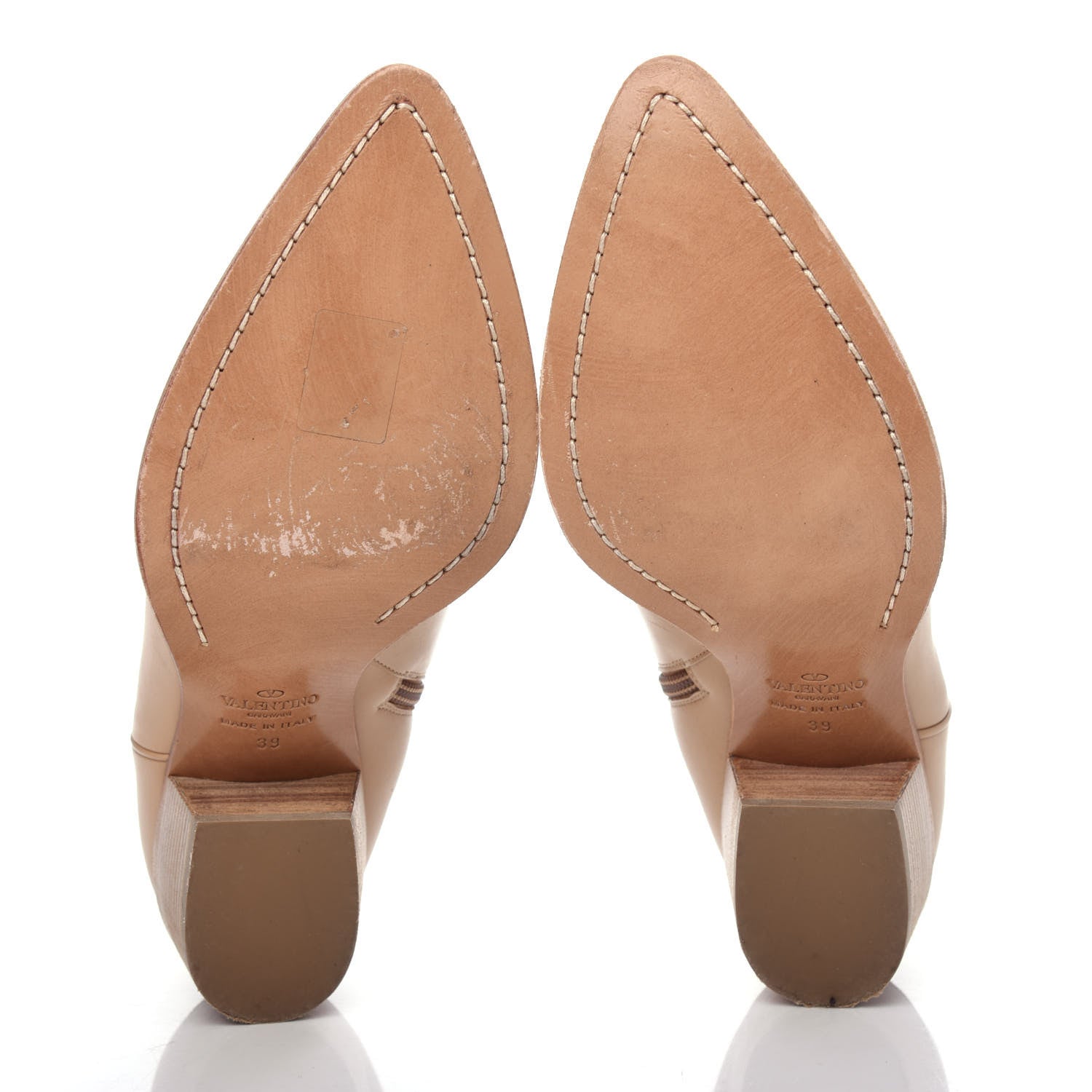 Valentino Garavani Calfskin Embroidered Texan 50mm Cowboy Ankle Boots 39 Naturale 6 of 12