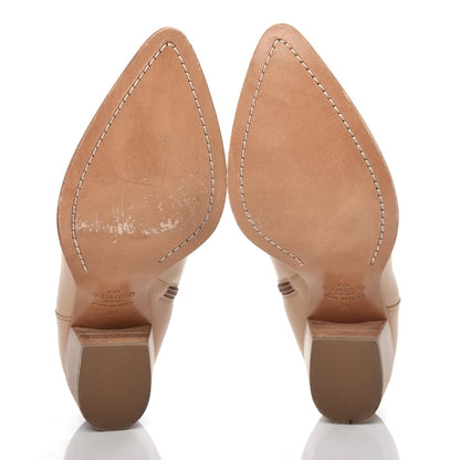 Valentino Garavani Calfskin Embroidered Texan 50mm Cowboy Ankle Boots 39 Naturale 6 of 12