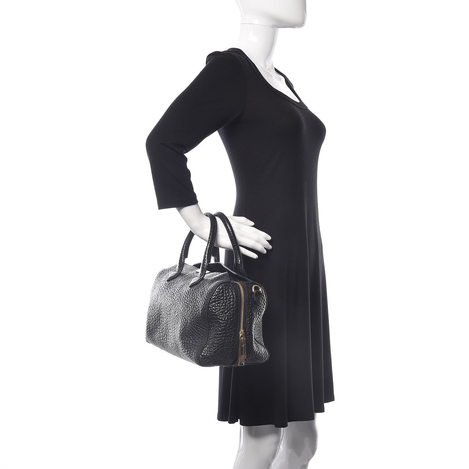 Burberry Heritage Grain Medium Alchester Bowling Bag Black 2 of 10