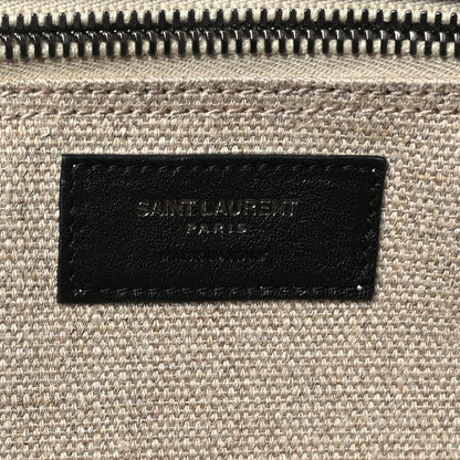 Saint Laurent Linen Calfskin Rive Gauche Tote Optic White 6 of 9