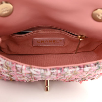 Chanel Tweed Mini Pearl Handle Flap Pink Beige Orange Ecru 5 of 10