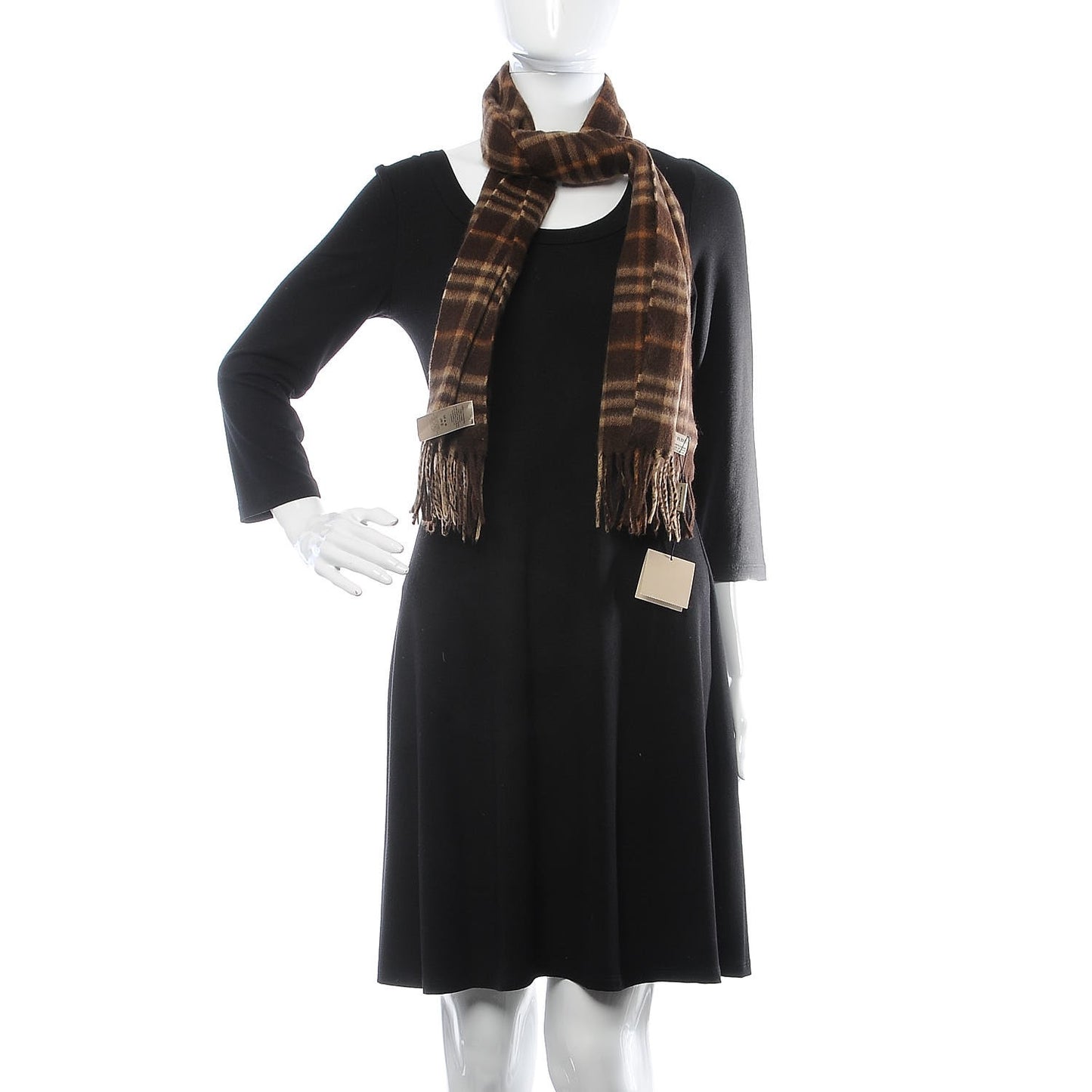 Cashmere Classic Check Fringe Scarf Caramel