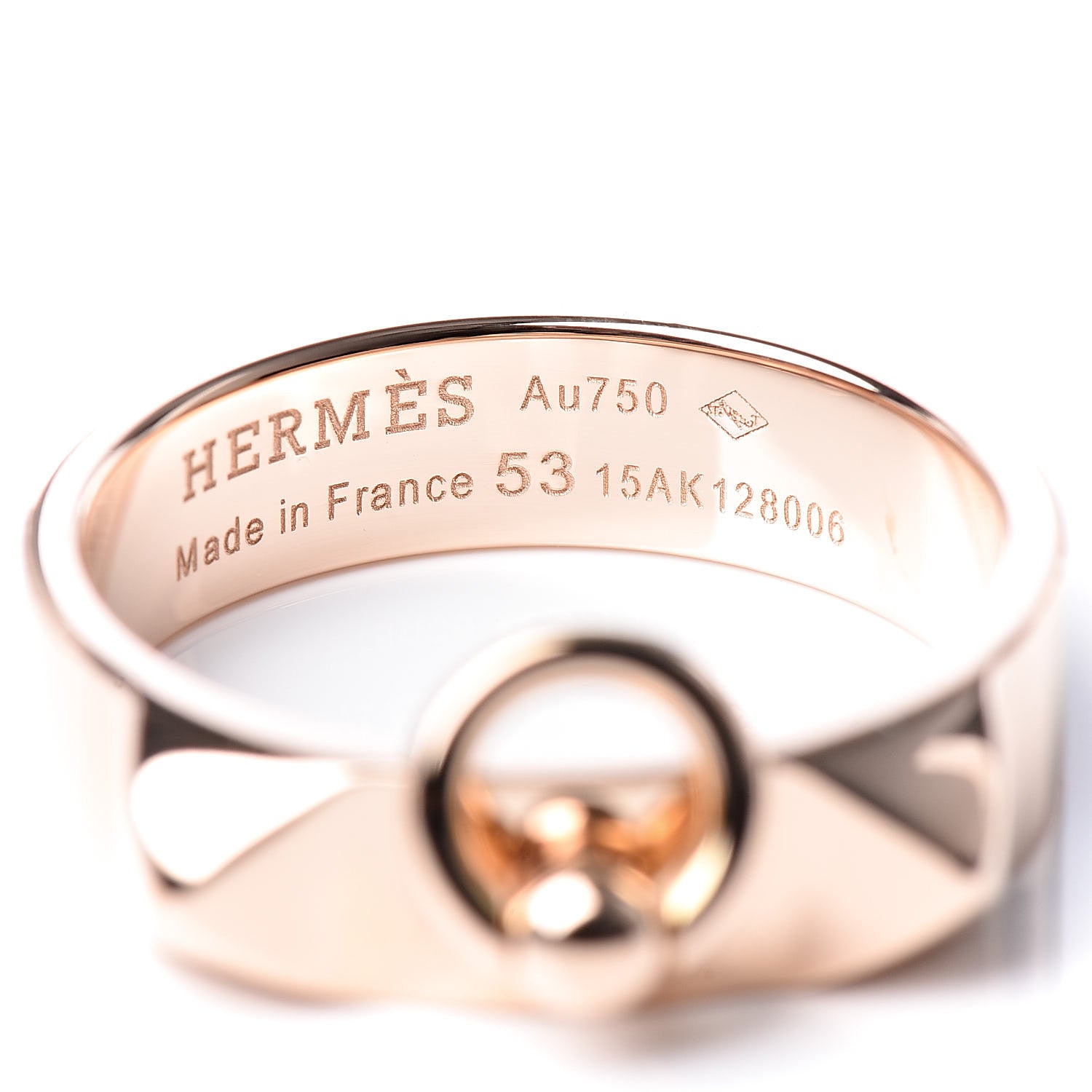Hermes 18K Rose Gold PM Collier De Chien Ring 53 6.5 4 of 4