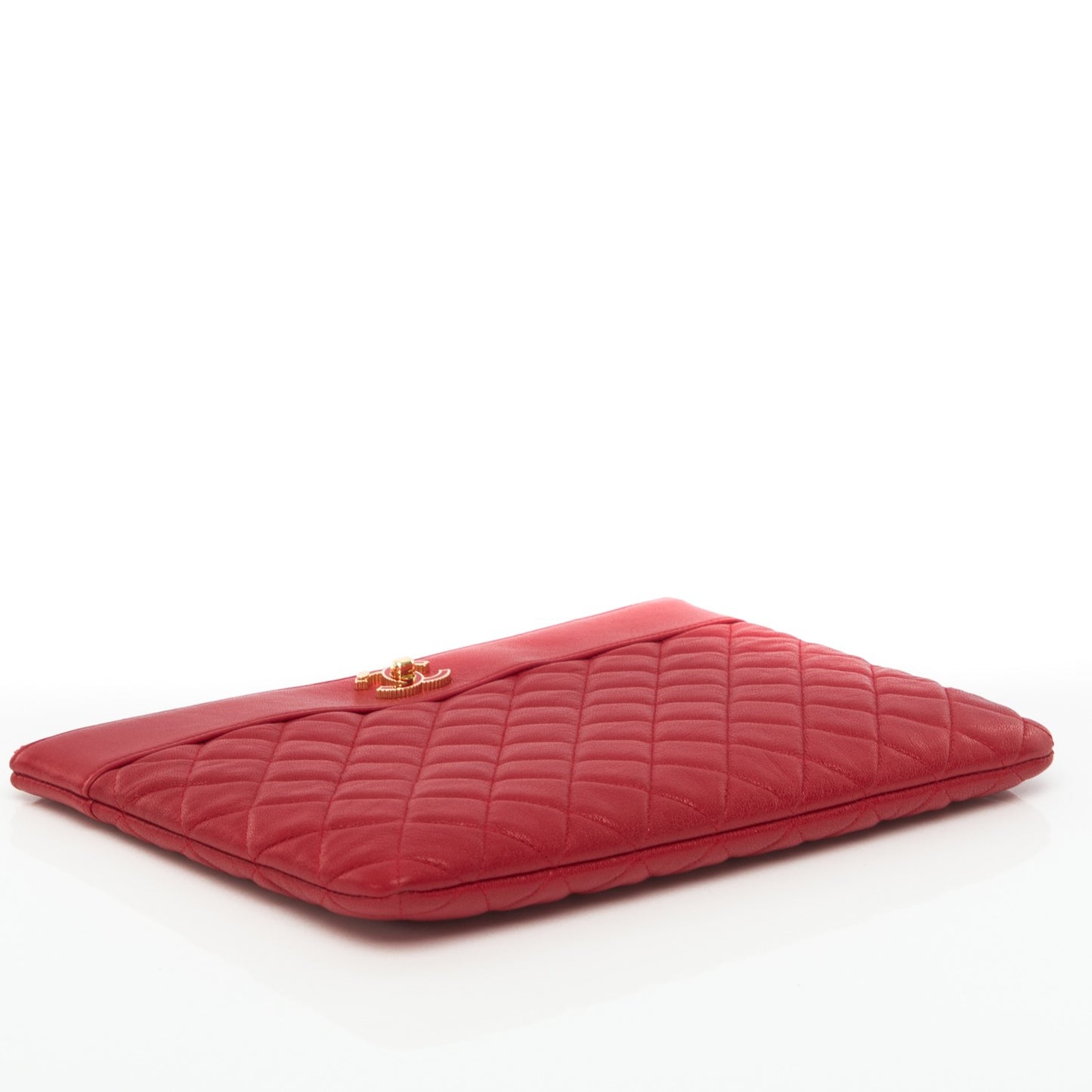 Sheepskin Quilted Medium Vintage Mademoiselle Cosmetic Case Red