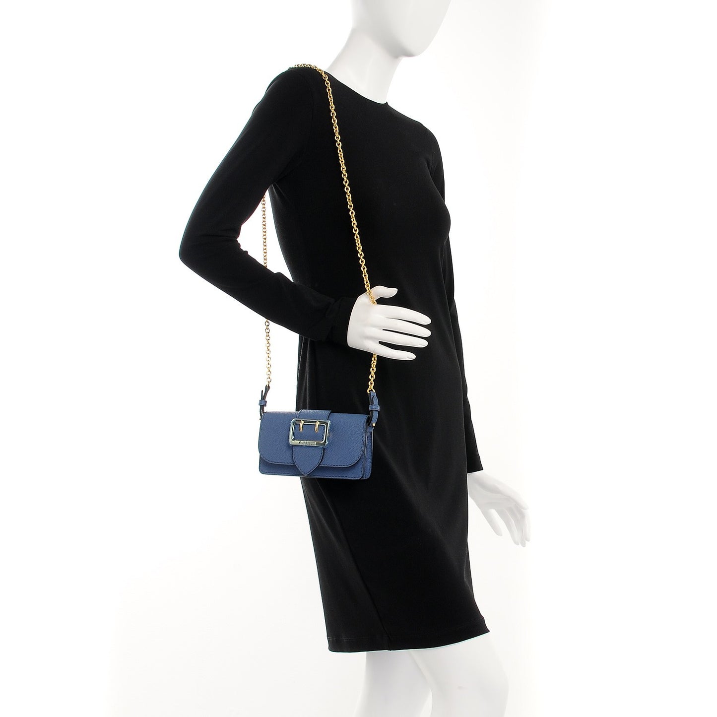 Soft Grain Calfskin Mini Phone Bag Steel Blue