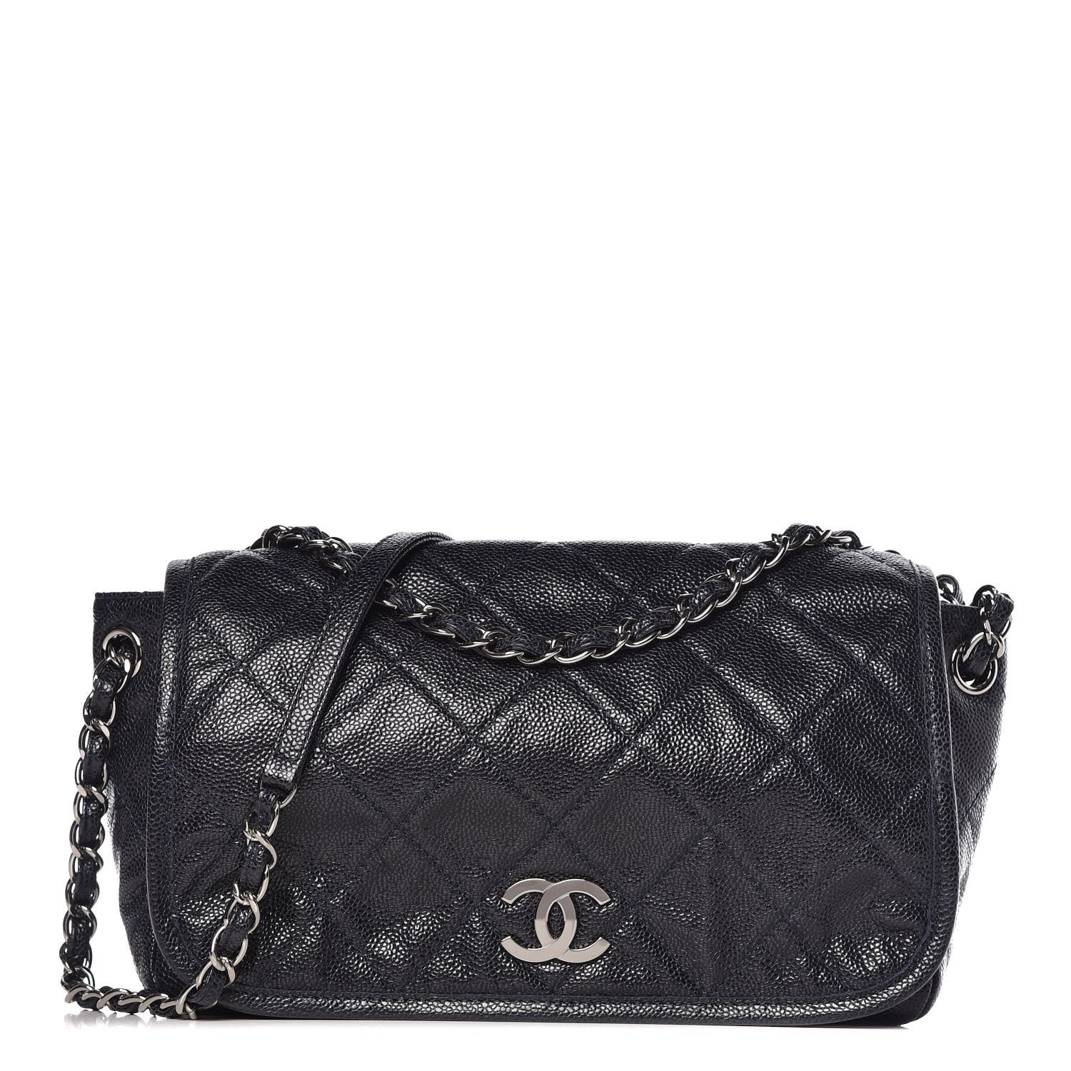Chanel Grained Calfskin Medium Natural Beauty Messenger Navy Blue 1 of 9