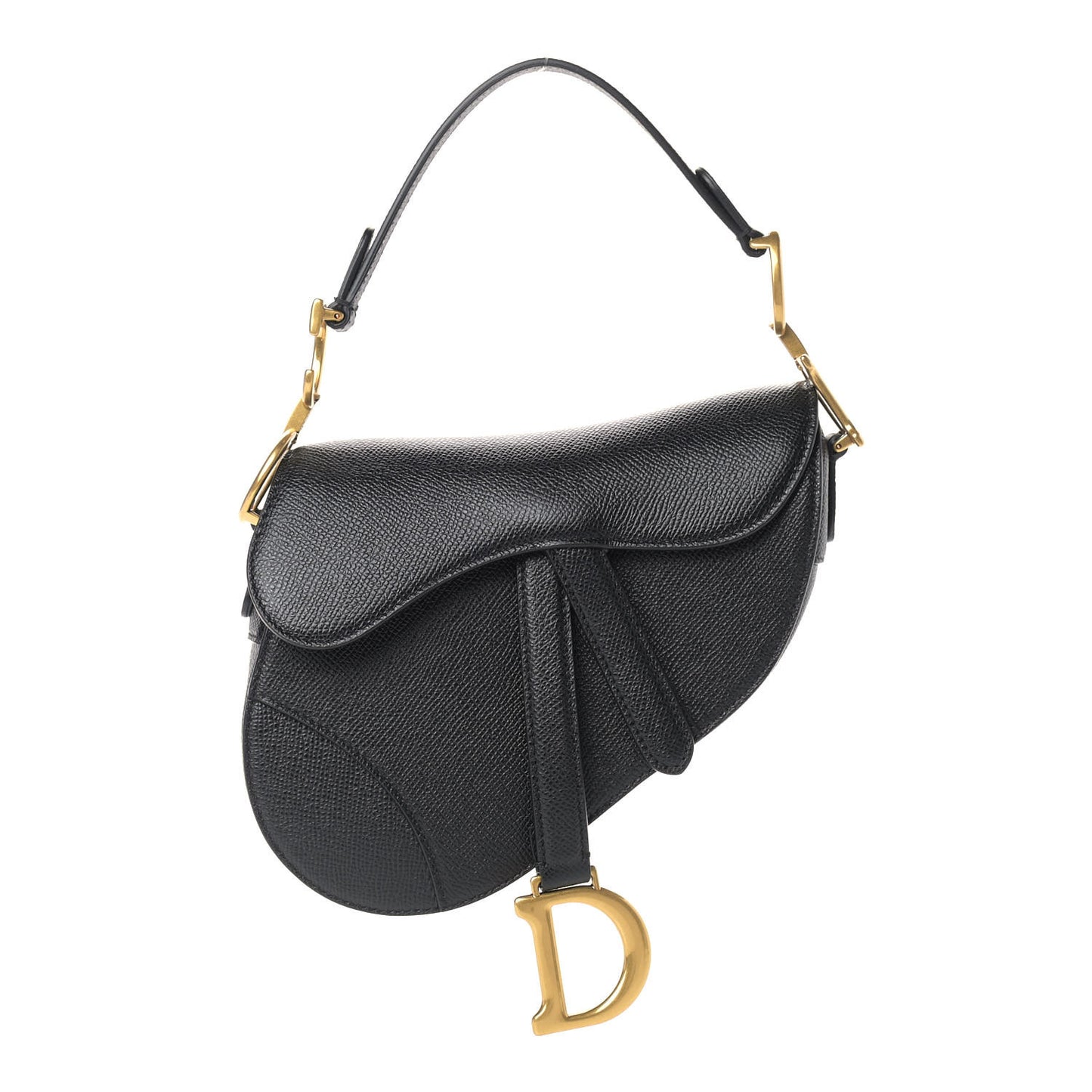 Grained Calfskin Mini Saddle Bag Black