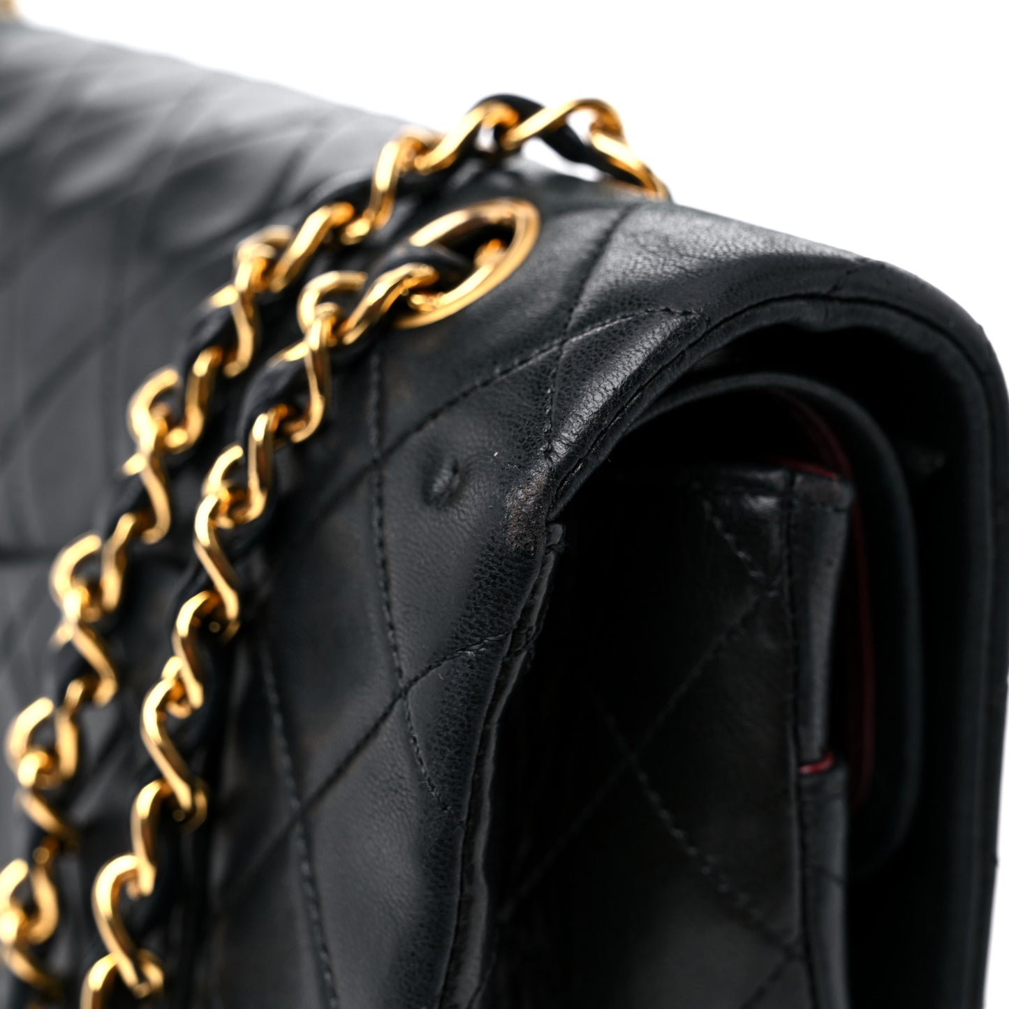 Lambskin Quilted Medium Double Flap Black