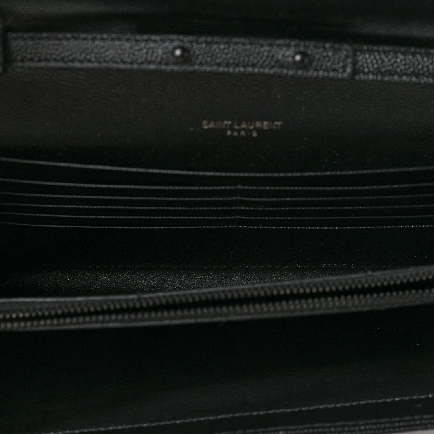 Saint Laurent Grain De Poudre Matelasse Chevron Monogram Chain Wallet Black 4 of 6