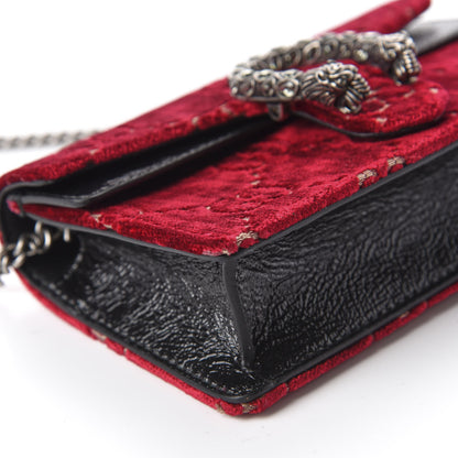 Gucci Velvet GG Monogram Super Mini Dionysus Shoulder Bag Red Cipria Black 6 of 10